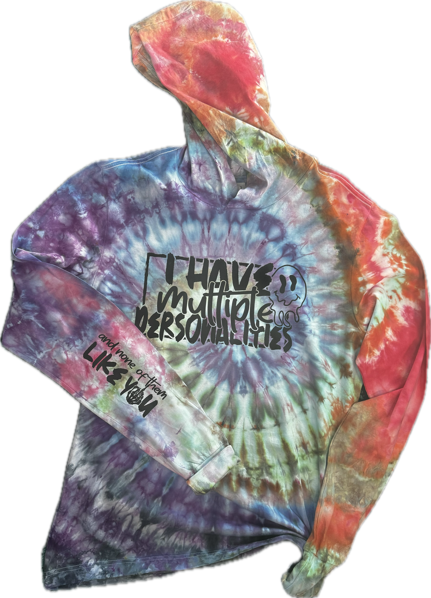 I Have Multiple Personalities Rainbow Spiral Tie Dye Hoodie